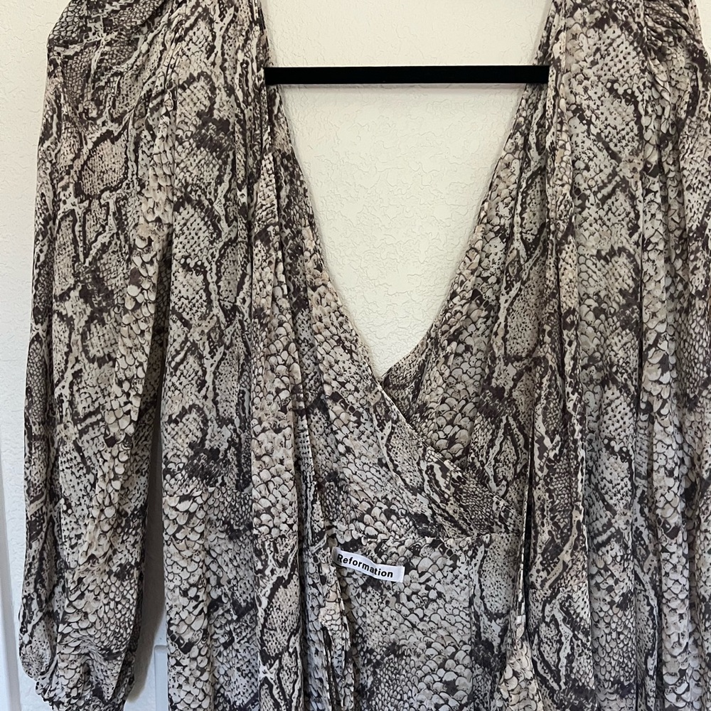 Reformation Primrose Python Wrap Dress - image 6